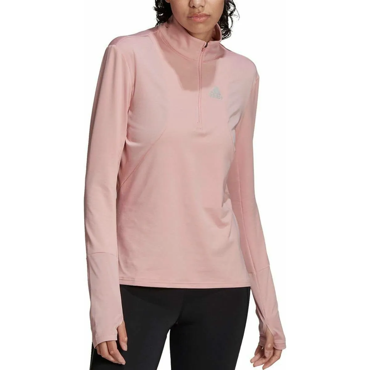 adidas Own The Run Half Zip Long Sleeve Womens Running Top - Pink