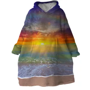 Beach Sunset Wearable Blanket Hoodie