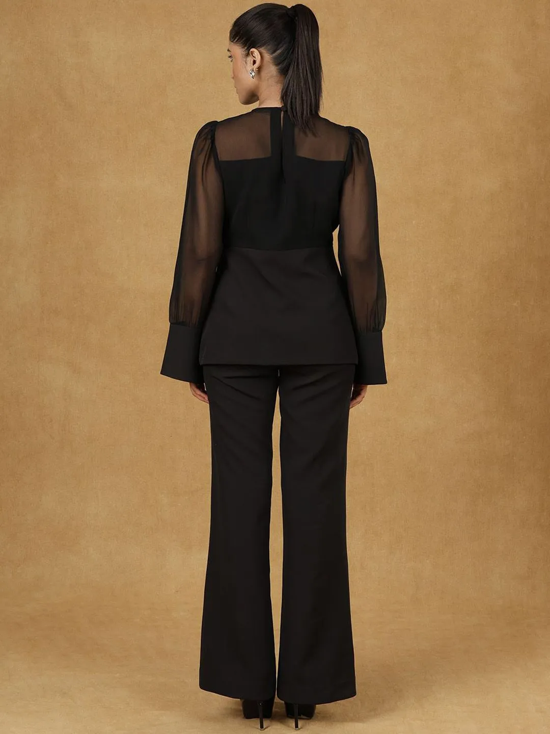 Black Solid Top With Trouser