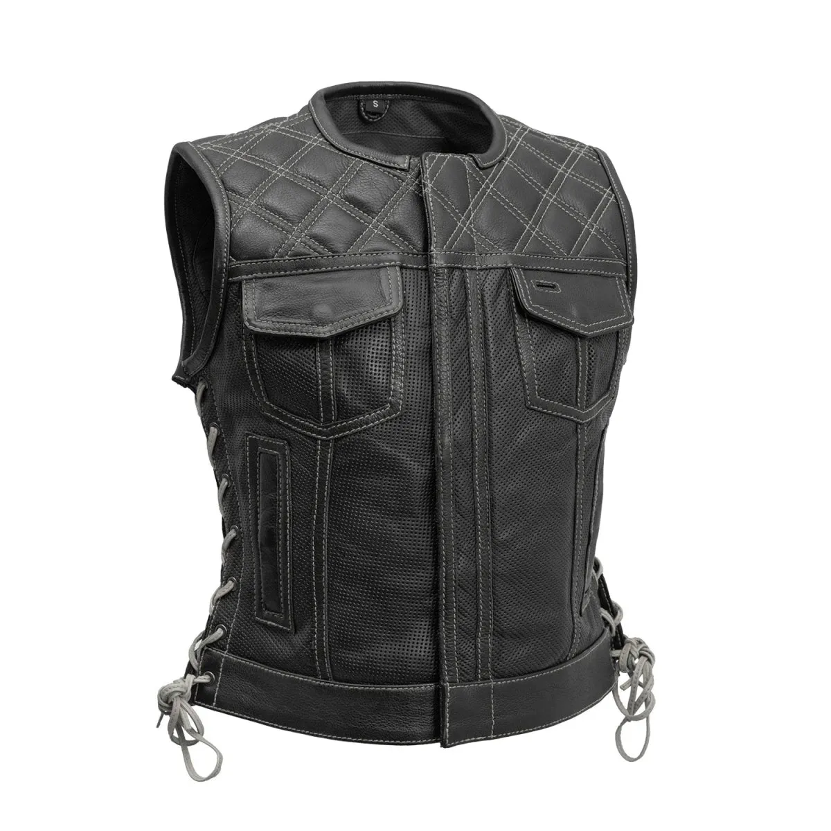 Bonnie Perforated Women's Motorcycle Leather Vest