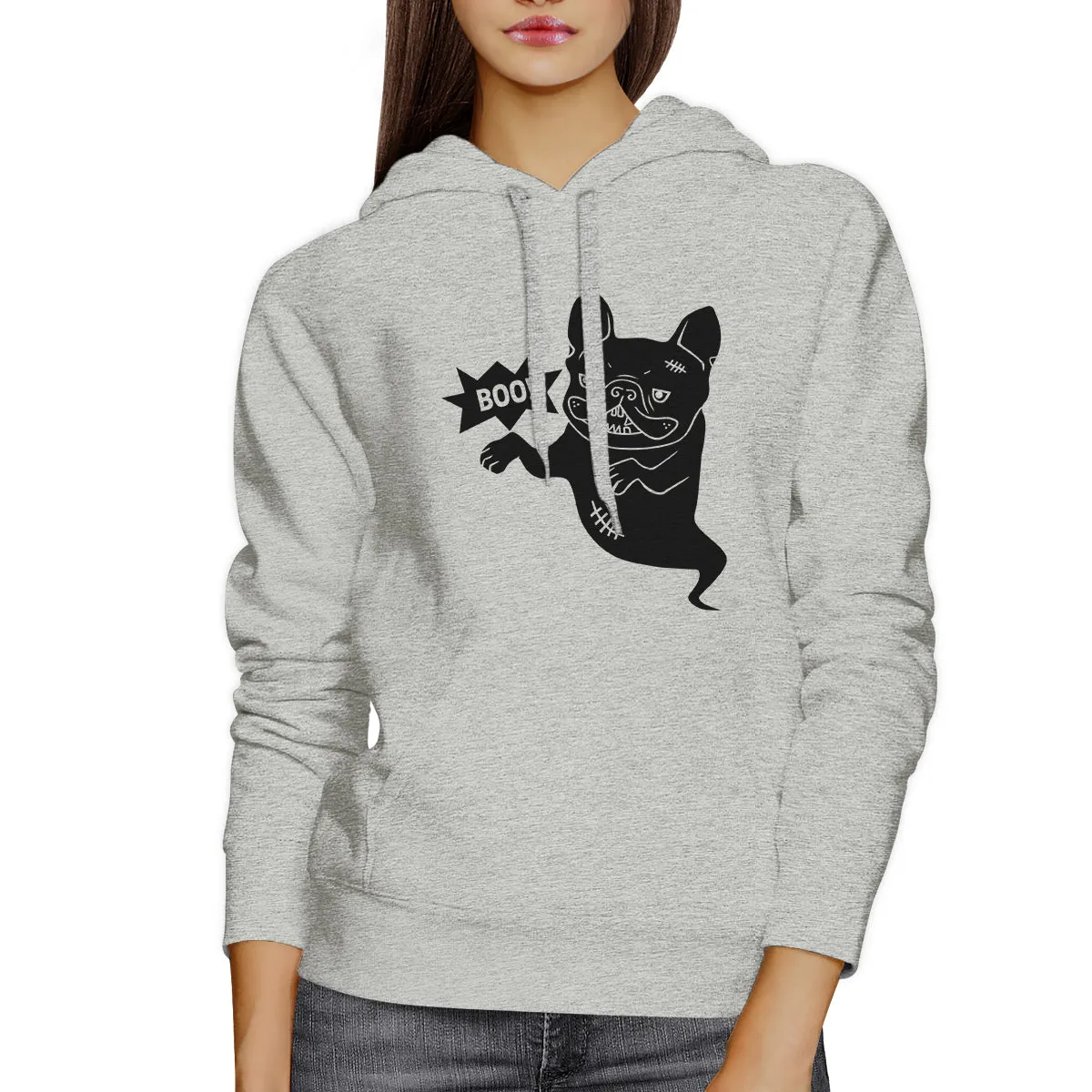 Boo French Bulldog Ghost Grey Hoodie