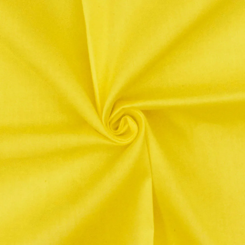 Bright Yellow Solid Stretch Cotton Poplin Woven Fabric