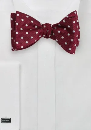 Burgundy and White Polka Dot Bowtie