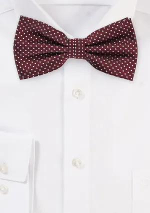 Burgundy Pin Dot Bowtie