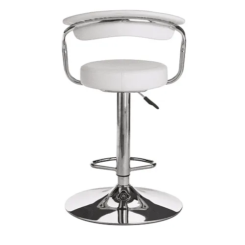 Chrome Bar Stool With Backrest - White