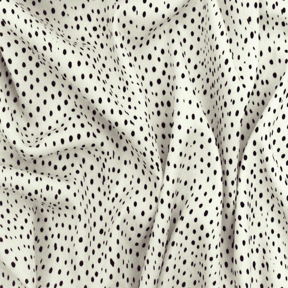 Ivory-Black Famous Designer Spots Printed Faille Fabric