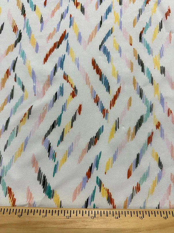 Ivory Multi Paint Print Rayon Lawn Fabric