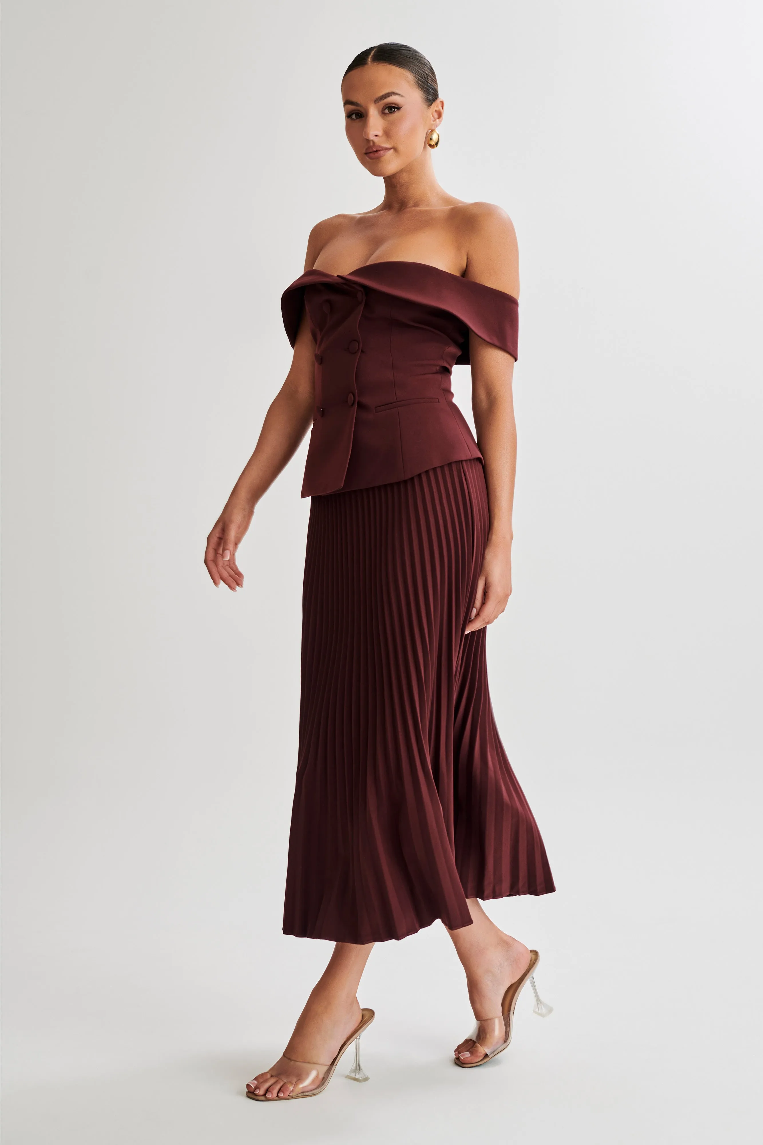 Krista Strapless Suiting Top - Plum