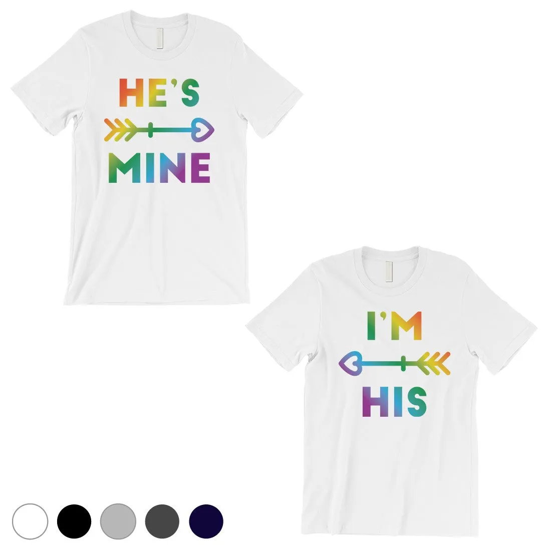 LGBT He's Mine I'm His Rainbow White Matching Shirts