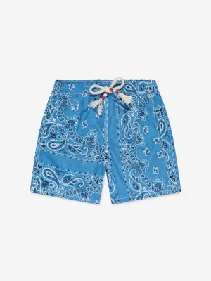 MC2 Saint Barth Boys Bandana Print Swim Shorts in Blue