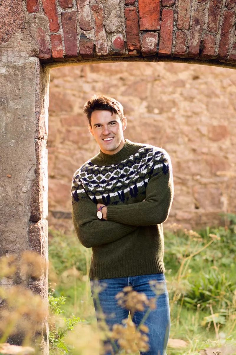 Mens Fair isle Brodgar Yoke Jumper - Green