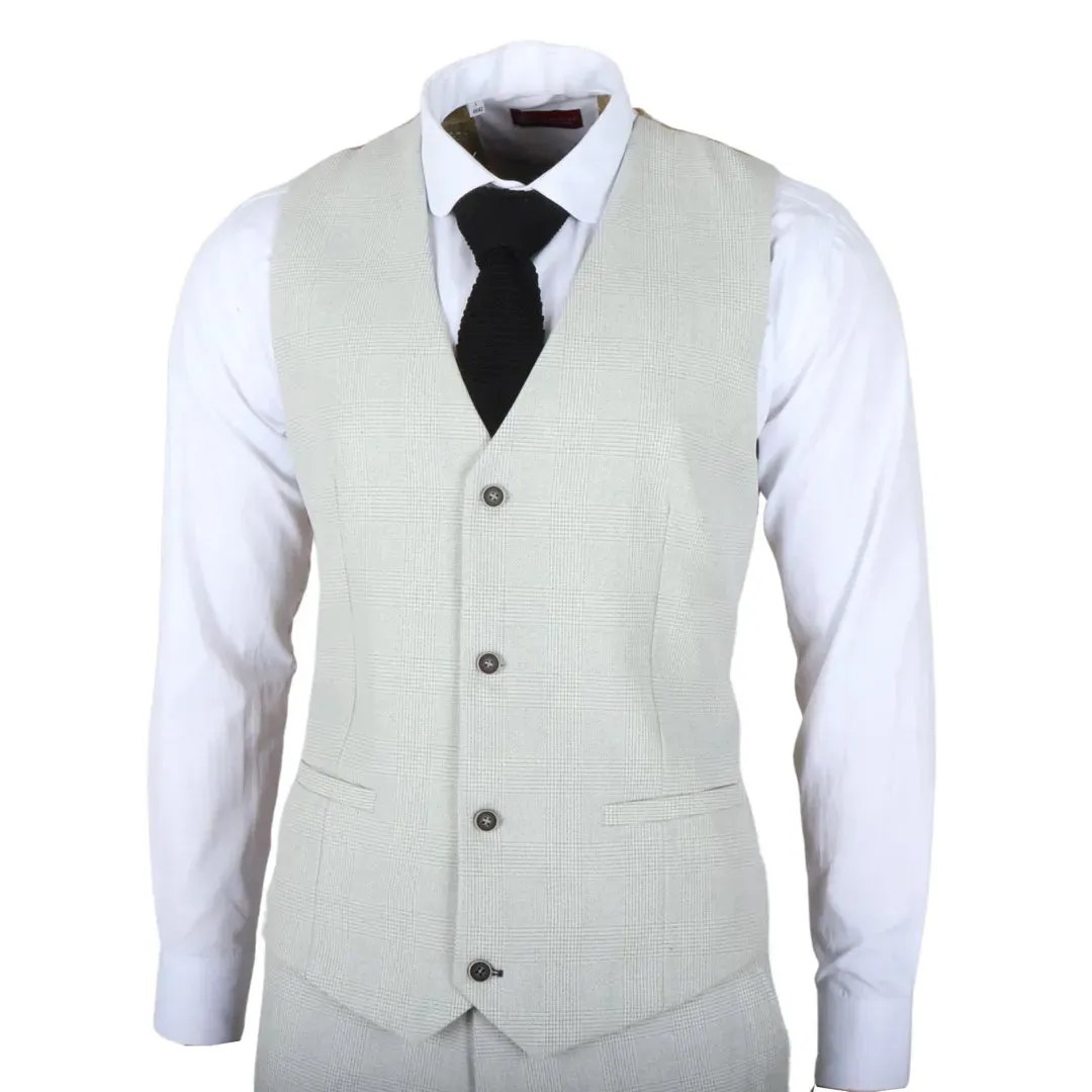 Miller - Men's Grey Checked Tailored Fit Waistcoat