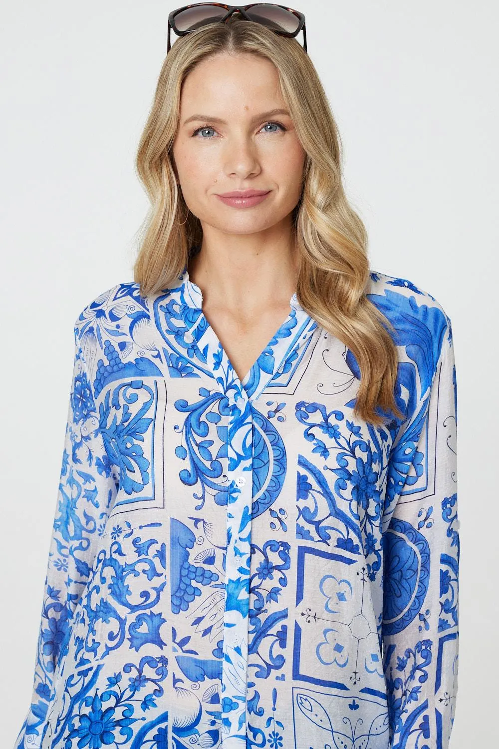 Mosaic Print Longline Blouse Dress