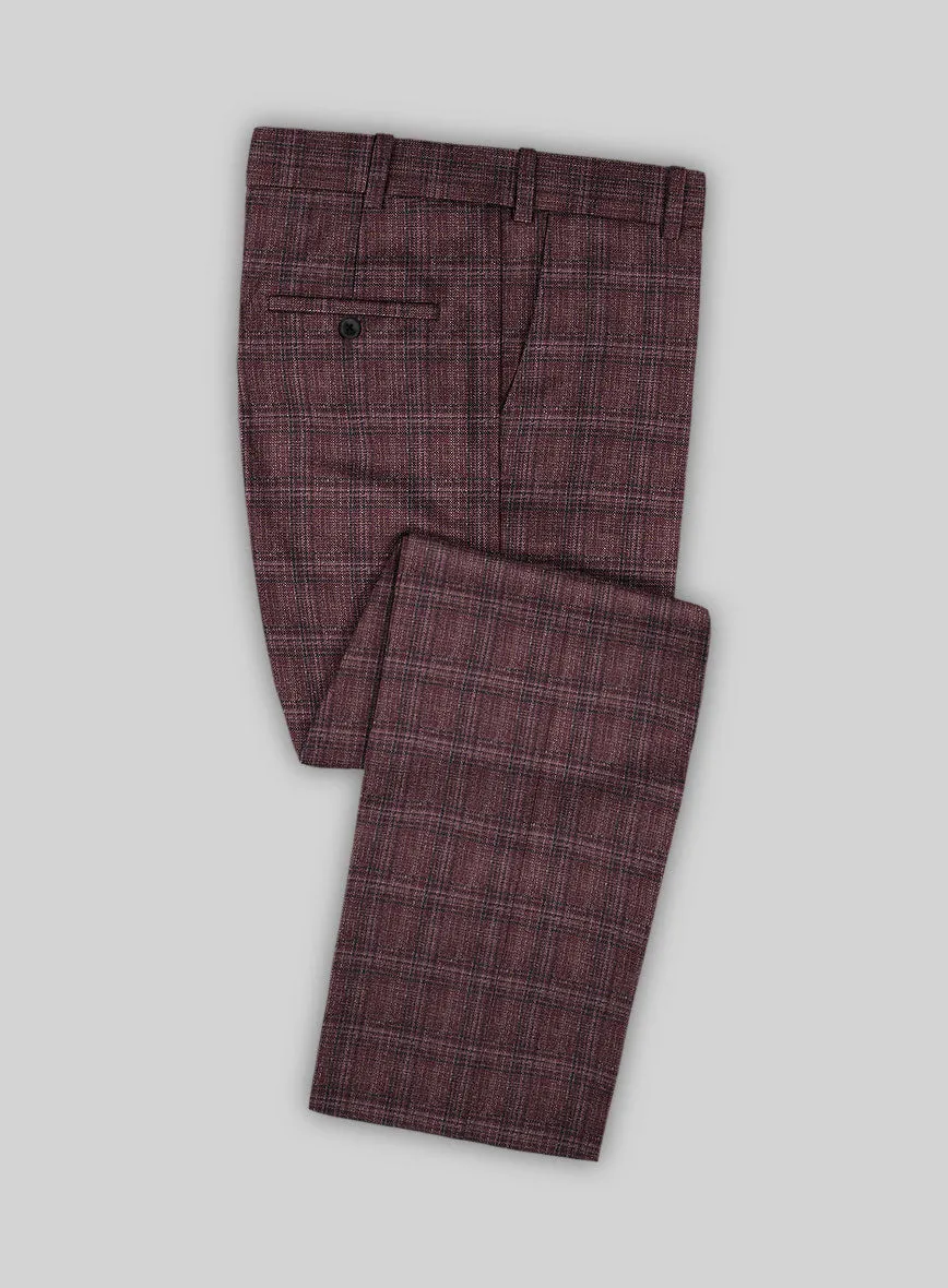 Noble Purple Check Wool Silk Linen Suit