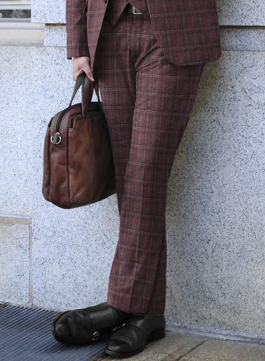 Noble Purple Check Wool Silk Linen Suit