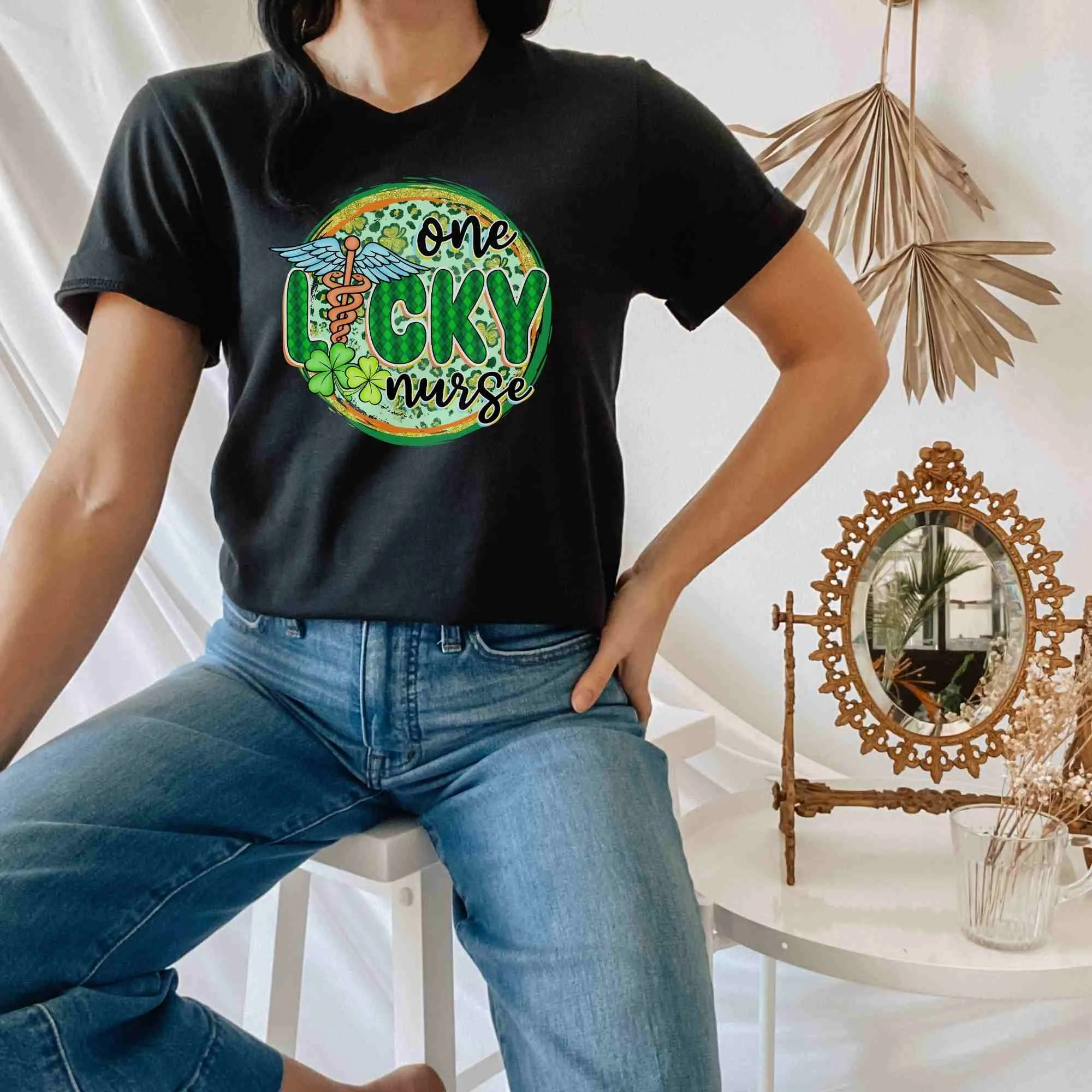 One Lucky Nurse St. Patrick's Day Shirt for Women or Men, Nurse Shamrock Clover Sweatshirt