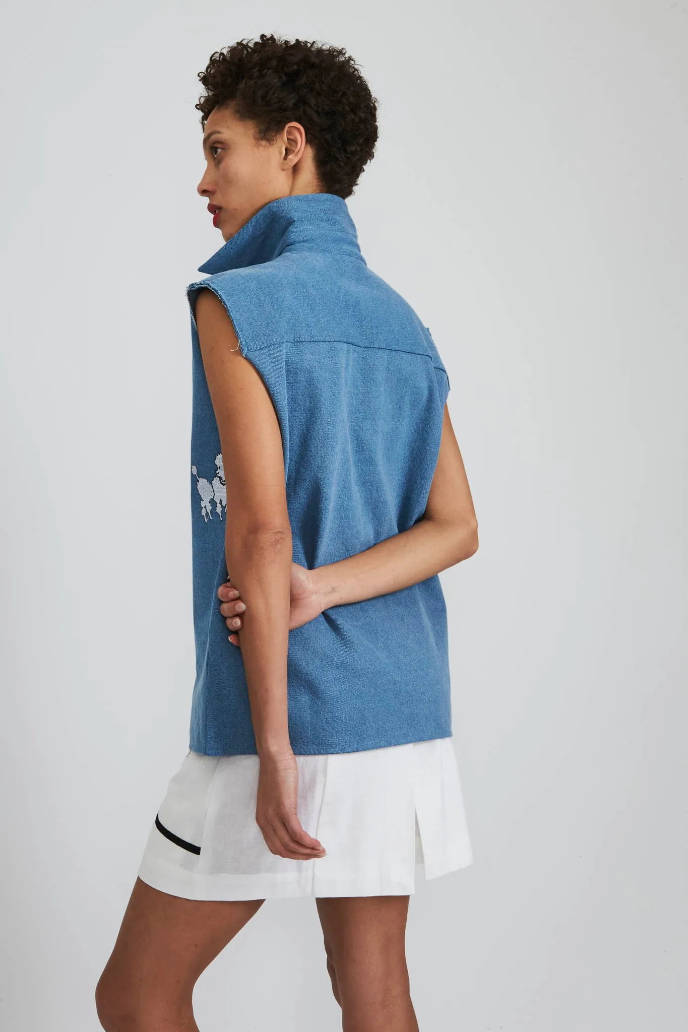 Oversized Denim Top in Blue Denim