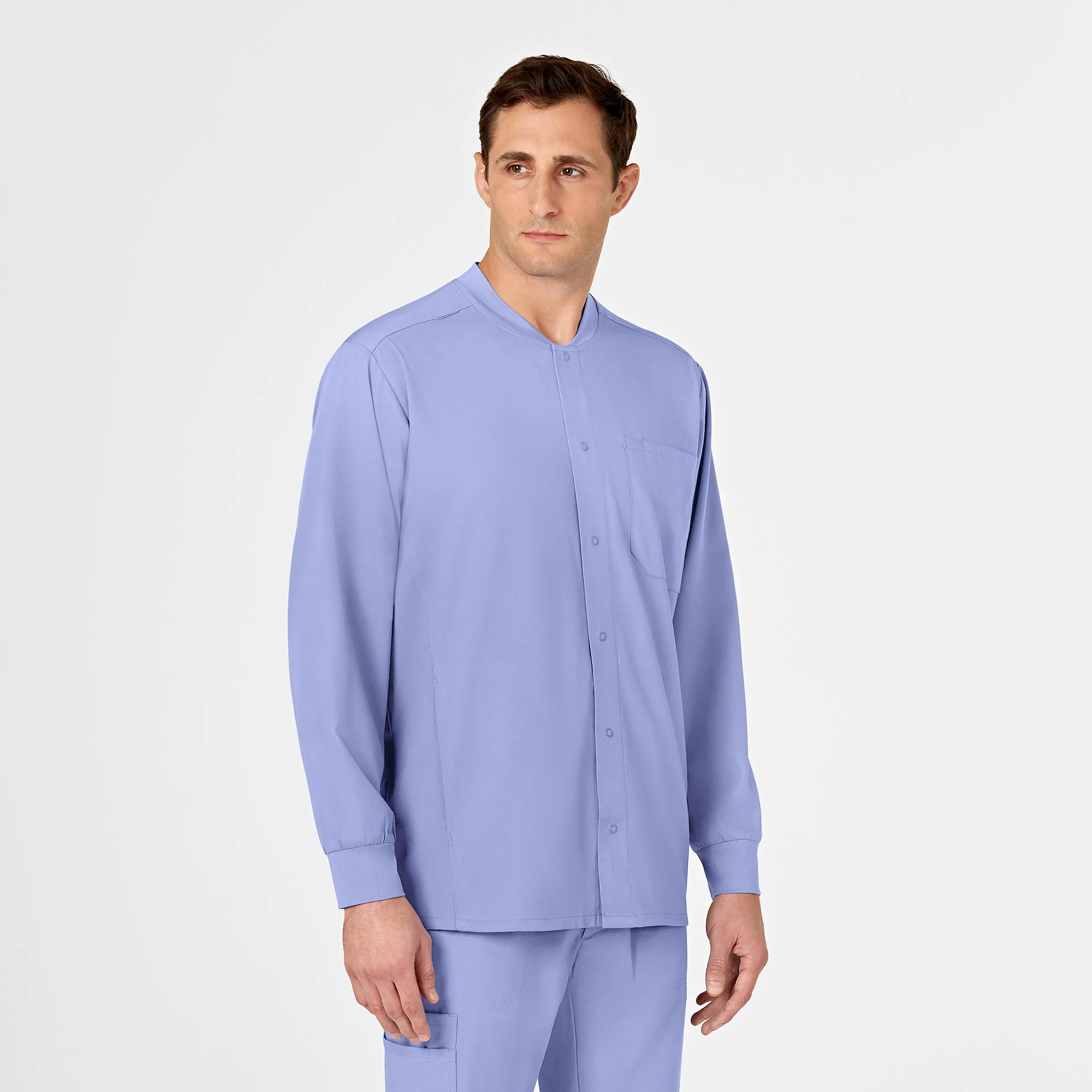 PRO Men's Snap Front Scrub Jacket - Ceil Blue