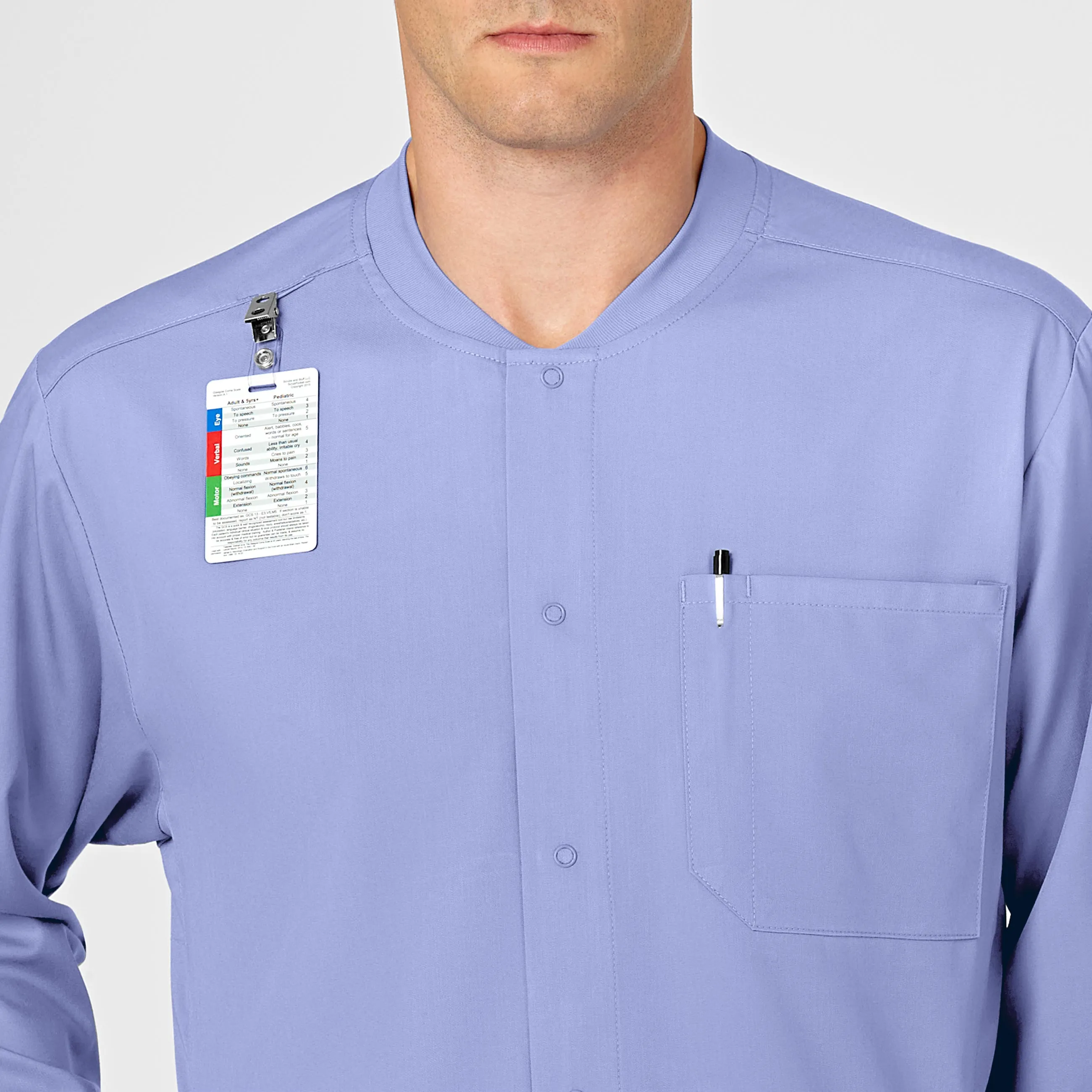 PRO Men's Snap Front Scrub Jacket - Ceil Blue