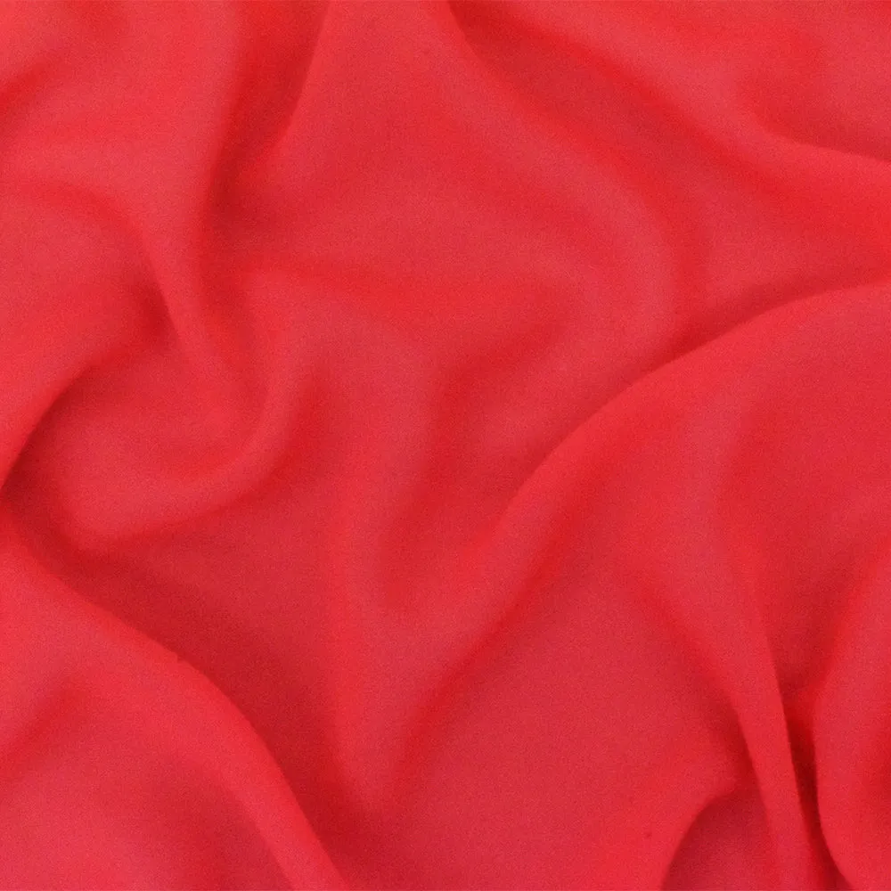 Red Solid Polyester Chiffon Woven Fabric