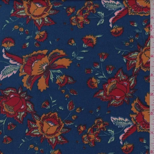 Sapphire Multi Stylized Small Floral Double Brushed Jersey Knit Fabric