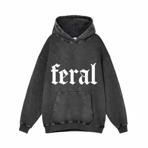 Simple Feral Pattern Vintage Washed Hoodie