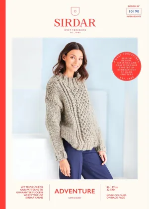 Sirdar Adventure Super Chunky Round Neck Jumper Knitting Pattern 10190