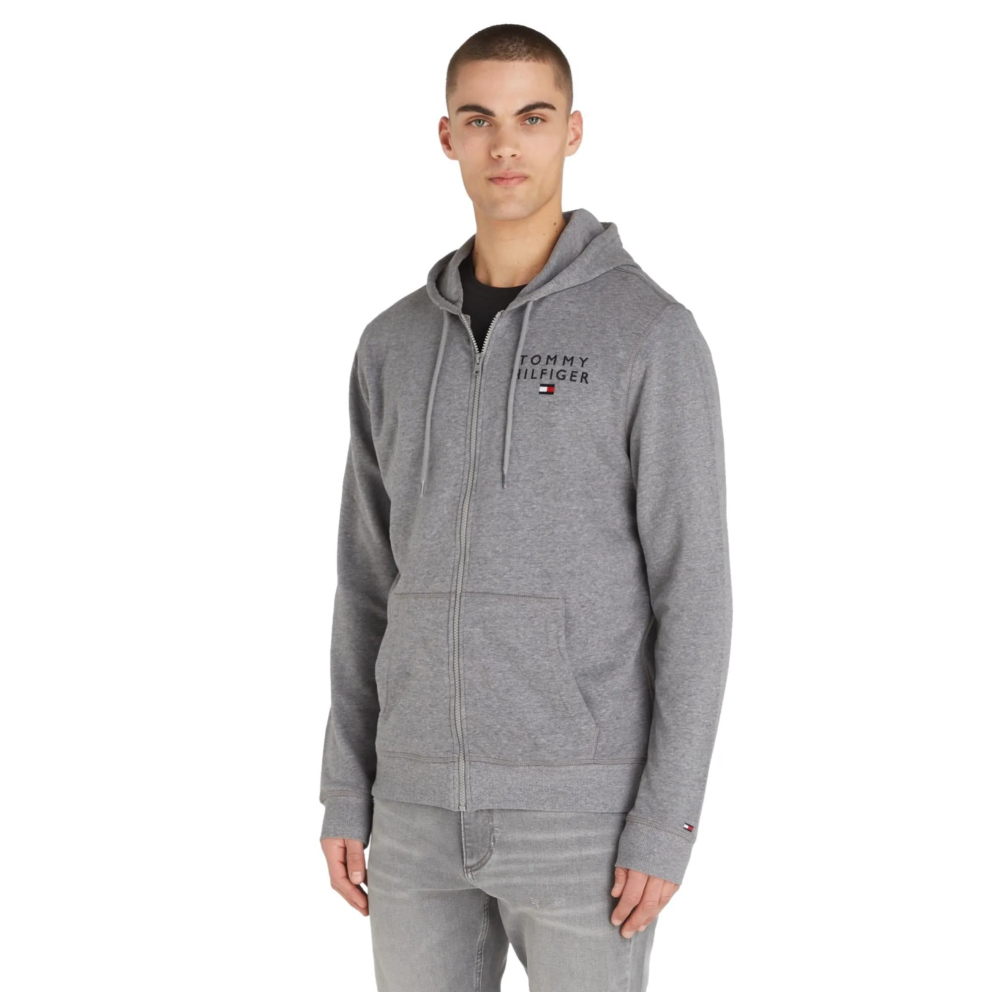 Tommy Hilfiger Mens TH Original Full Zip Hoodie HWK - Medium Grey Heather