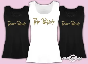 Vest Tank Top Team Bride Hen Do Party Bride Tribe T-shirt Ladies Female  Gold