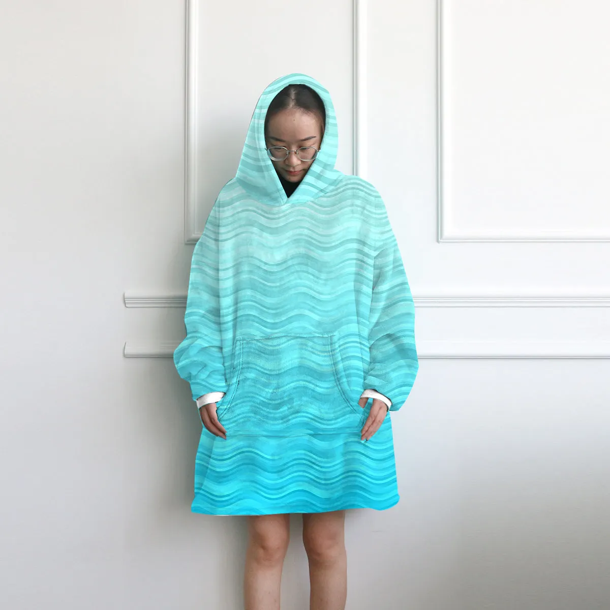 Waves of Blue Wearable Blanket Hoodie